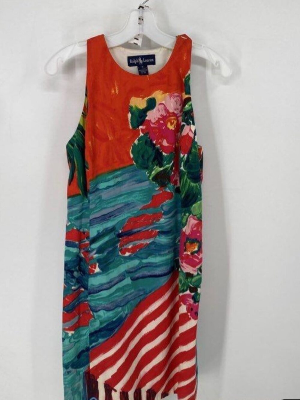 Ralph Lauren Multicolor Cotton Sleeveless Sheath Dress 8 NWT